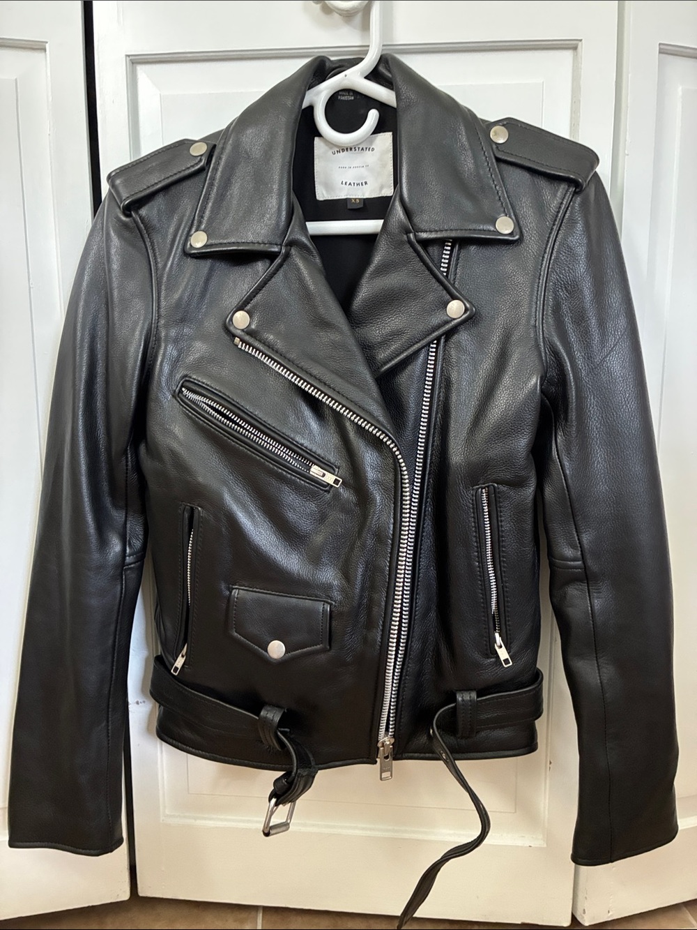 Blank NYC Black Moto Leather Jacket with Silver Hardware